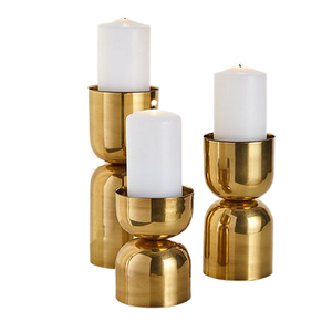 Porte-bougie en aluminium couleur or avec décoration de qualité supérieure Porte-bougie pour mariage, restaurant et hôtel - Product Image 4