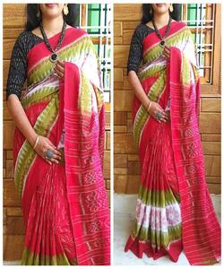 Saree jacquard multicolore avec chemisier pour femmes, vêtements pour dames, fête, festival, tenue quotidienne, sari en soie et coton doux, vente en gros de vêtements à bas prix - Product Image 4
