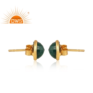Pendientes de plata de ley con gema de corindón y esmeralda Natural, joyería de piedras preciosas - Product Image 3