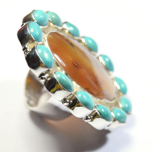 925 Sterling Silver Turquoise Montana Agate <b>Statement</b> <b>Rings</b> - Product Image 1