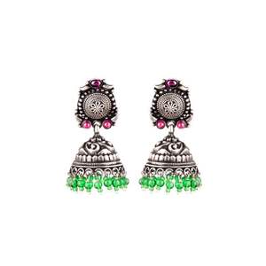 แฮนด์เมดสวย92.5ต่างหูเงินสเตอร์ลิงที่มีการออกแบบสลัก Jhumki เครื่องประดับหรูหราขายส่งออนไลน์ NSJ-888/46125 - Product Image 1