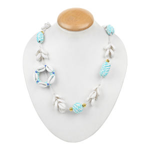 Collar de Conchas Marinas Naturales Hecho a Mano de Alta Calidad, Collar Étnico con Cuentas de Cuerda, Piedra Principal de Ágata, Regalo para Fiesta de Bodas, Importado de la India - Product Image 1