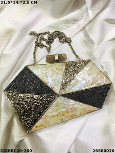 Handcrafted Designer Brass Evening <b>Bag</b> with Mother of Pearl Luxury Bridal <b>Wedding</b> Purse <b>Clutch</b> - Product Image 4