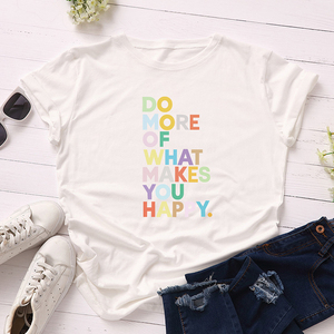 Camiseta de manga corta de algodón para mujer, ropa informal de verano - Product Image 5