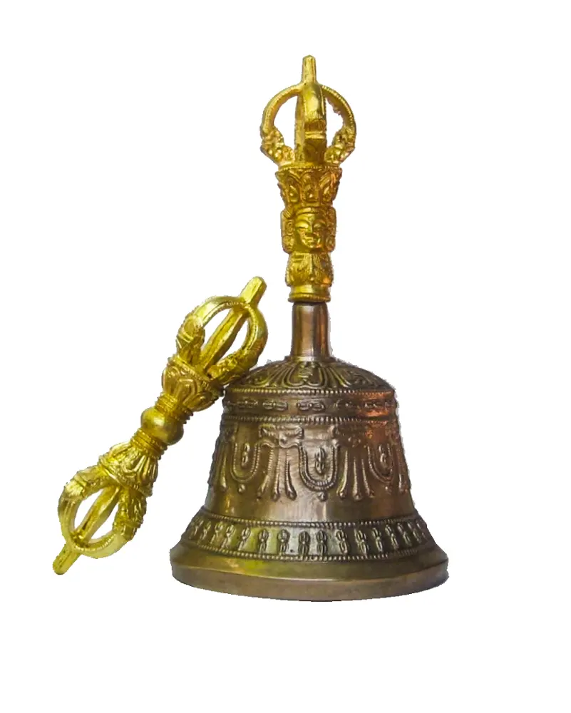 Handgefertigte bronzen Glocken tibetischer buddhistischer Tempel Gebetsglocken Made in Nepal with vajra