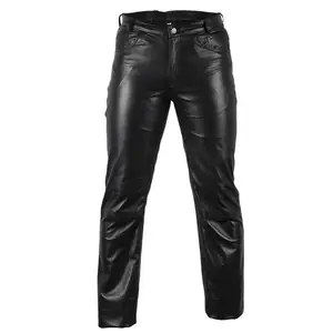 Pantalon Slim en Faux cuir pour hommes, pantalon d'affaires noir en PU, extensible, serré élastique, brillant,