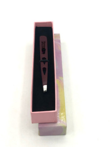Vente en gros de pinces d'extension de sourcil en acier inoxydable avec revêtement en poudre de vin à pointe argentée avec votre propre logo personnalisé Instruments de beauté - Product Image 2