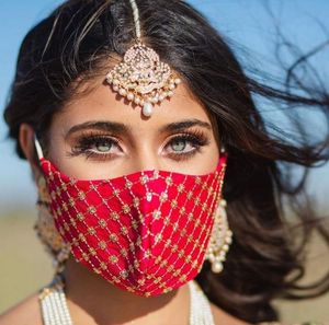 Luxury Wedding <b>Face</b> Mask with Intricate Handwork and Floral Embroidery Beaded Embellishments Casual Style Handmade Mask - Product Image 1
