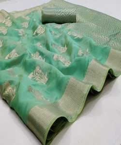 Banarasi Soie Jacquard Saree avec Chemisier Femmes Porter Dames Fête Festival Usage Quotidien Doux Coton Soie Sari En Gros Bas Prix Vêtement - Product Image 3