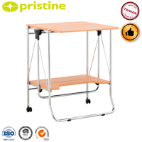 Chariot de cuisine pliable moderne en acier chromé avec étagère noire en MDF et structure en fil métallique, table de rangement portable, bureau pour ordinateur portable à domicile, durable