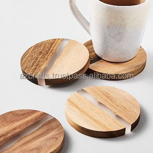 Juego de 4 posavasos de resina de madera de 4 "* 4" de estilo americano sostenible, alfombrillas de alta calidad para mesas modernas para el hogar o el hotel - Product Image 2