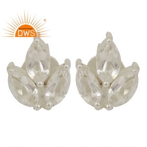 Pendientes de piedra preciosa de cuarzo con forma de hoja para niñas, joyería fina de Plata de Ley 925 - Product Image 1