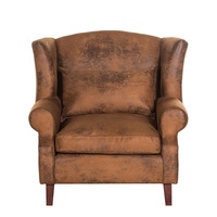 Fauteuil en cuir véritable de style mid-century modern avec accoudoirs |   Cadre en bois massif rembourré de mousse |   Fauteuil club vintage, meubles pour la maison, pour villa