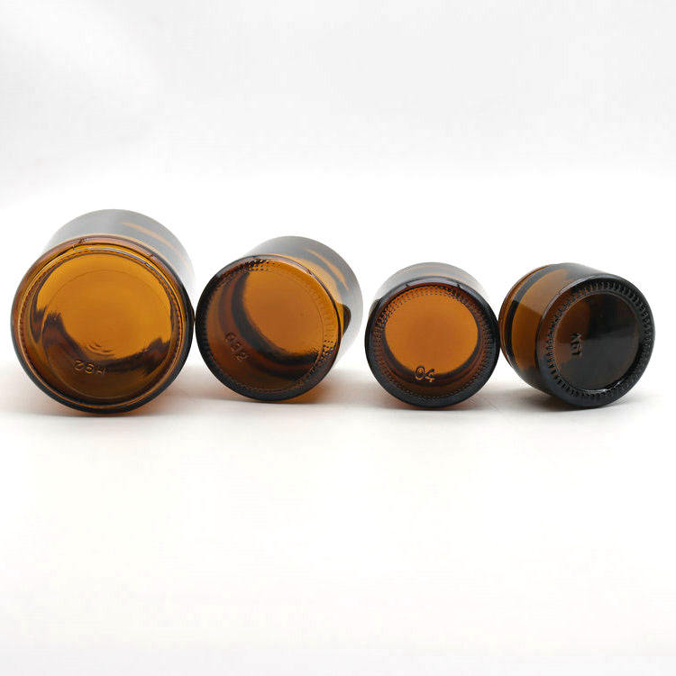8 OZ Amber Round Glass Jars with Gold Metal Lids - Empty Candle Jars
