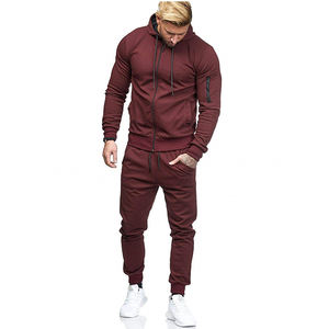 Ensemble de survêtements à fermeture éclair pour hommes, survêtements 2 pièces à capuche et pantalon long avec bloc de couleurs - Product Image 4