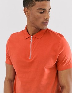 Wholesale Fashion Blank <b>Orange</b> <b>Polo</b> Neck with Zipper Short Sleeves Breathable T-Shirt - Product Image 4