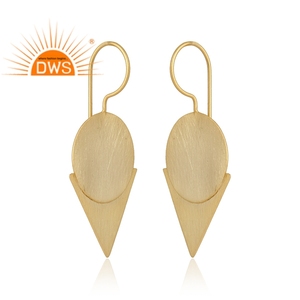 Pendientes de Diseño Redondos y Triangulares, Chapados en Oro Amarillo de 18k, Proveedor de Joyería de Plata, Colección Clásica - Product Image 2