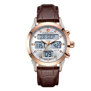 Reloj de Oración Musulmán Islámico, Mayorista de Fábrica, Alfajr para Hombre, Doble Hora, Acero Dorado Rosa, Resistente al Agua, con Indicador de la Dirección de la Qibla - Product Image 3