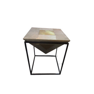 Mesa de centro con diseño antiguo, escritorio temporal de vidrio, Metal, madera, diseño moderno a la moda, revistas, libros - Product Image 3