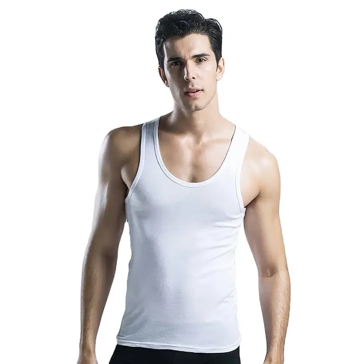 Wholesale summer pure cotton vest men's large round neck loose sleeveless tank tops