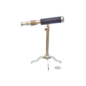 Télescope en laiton 9 \ "pour décoration nautique sur support avec étui en cuir Jumelles élégantes pour table debout - Product Image 3
