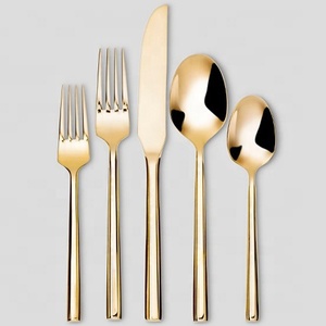 Juego de Cubiertos de Metal chapado en oro de diseño de lujo con asas inclinadas para el hogar, cocina y restaurante, juego de cubiertos para comer - Product Image 1