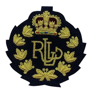 Altın tel el nakışı Blazer rozeti RFC bez amblemi üniforma özel taktik crest şapka insignia