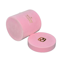 Boîte de fleur Rose conservée ronde doublée de velours de fantaisie de Logo de feuille d'or de papier de carton rigide de luxe avec la poignée de ruban en soie