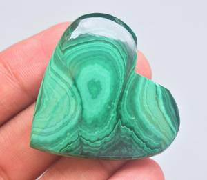 Malaquita-cabujón con forma de corazón, joyería de malaquita de alta calidad, forma de corazón - Product Image 6