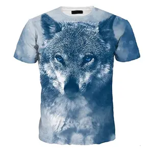 Kaos Oblong Desain 3d Pria Grosir T-shirt Gambar Cetak dengan Hewan Unisex Kaos Sublimasi Poliester/Katun Pola 3d