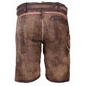 Short Laderhosen en cuir marron fait sur mesure broderie traditionnelle bavaroise imprimé Trachten porte une grande taille plat à faible coût - Product Image 2