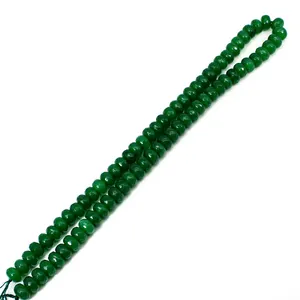绿色玛瑙14.5 Inch Round刻面8毫米174.50 Cts珠链