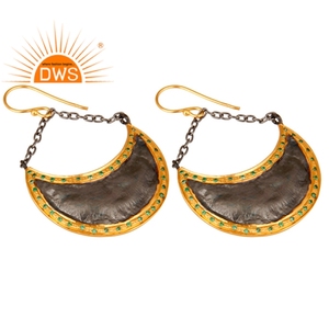 Boucles d'oreilles en laiton plaqué or 18k, 1 paire de bijoux en zircone cubique verte, vente en gros - Product Image 2