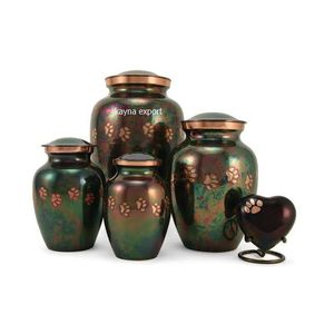Nouvel arrivage Urne bleue pour animaux de compagnie de taille personnalisée Design unique Métal coulé fini avec marque de patte en étain Fournitures funéraires en vente - Product Image 3