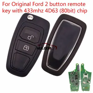 For Ford 2 button Original remote key with 433mhz, 4D63 (80bit) chip AB39-22053-BA continental:5WK50166 AB39 15K601 BA For Homo