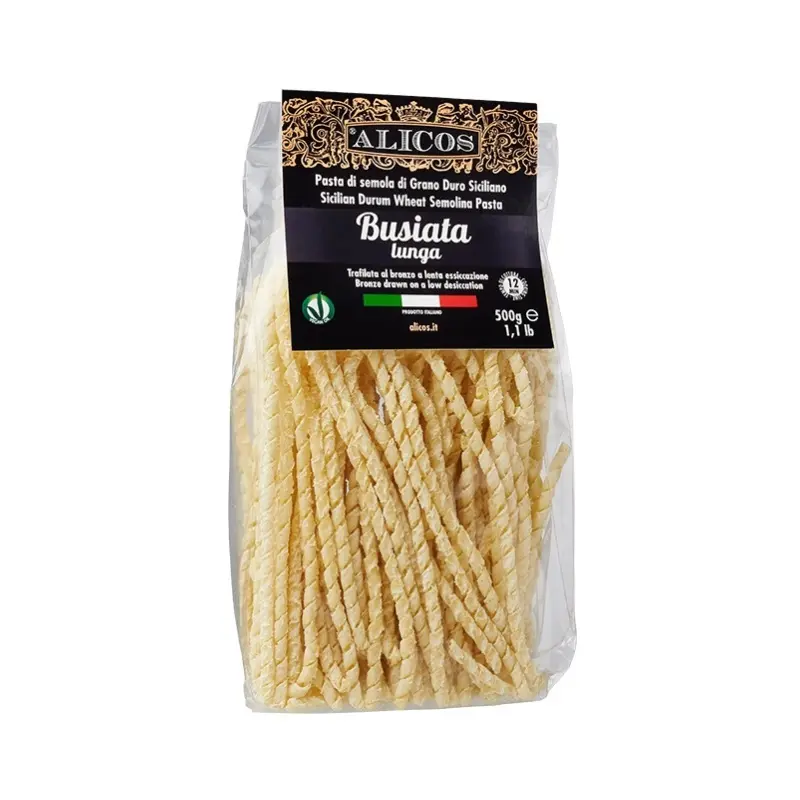 Made in Italy tradizionale spaghetti food borsa da 500 g di grano duro semola pasta busiata in vendita