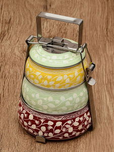 Colors 3 Layers Stainless Steel Bento <b>Box</b>/Lunch <b>Box</b>/<b>Tiffin</b> Carrier With Handle - Product Image 4