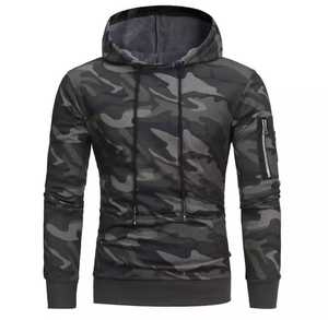 Sudadera con Capucha de Forro Polar para Hombre, Camuflaje, Corte Regular, con Bolsillo, Informal, Transpirable, Ecológica, de Poliéster Tejido, 340g - Product Image 1