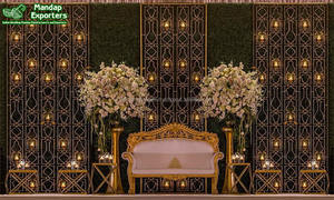 Fondo de Metal de oro real para eventos de boda, Marco hexagonal de arco de Metal, estantes de vela para escenario de boda - Product Image 4