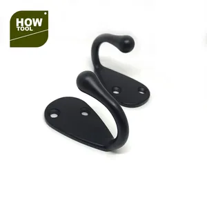 Single Prong Robe Hanger Hook Wall Mounted Large Black