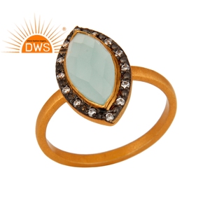 ธรรมชาติ Aqua Chalcedony พลอยแหวนเครื่องประดับขายส่งอินเดียที่ทำด้วยมือชุบทองเงินสเตอร์ลิงแหวนเครื่องประดับผู้ผลิต - Product Image 1