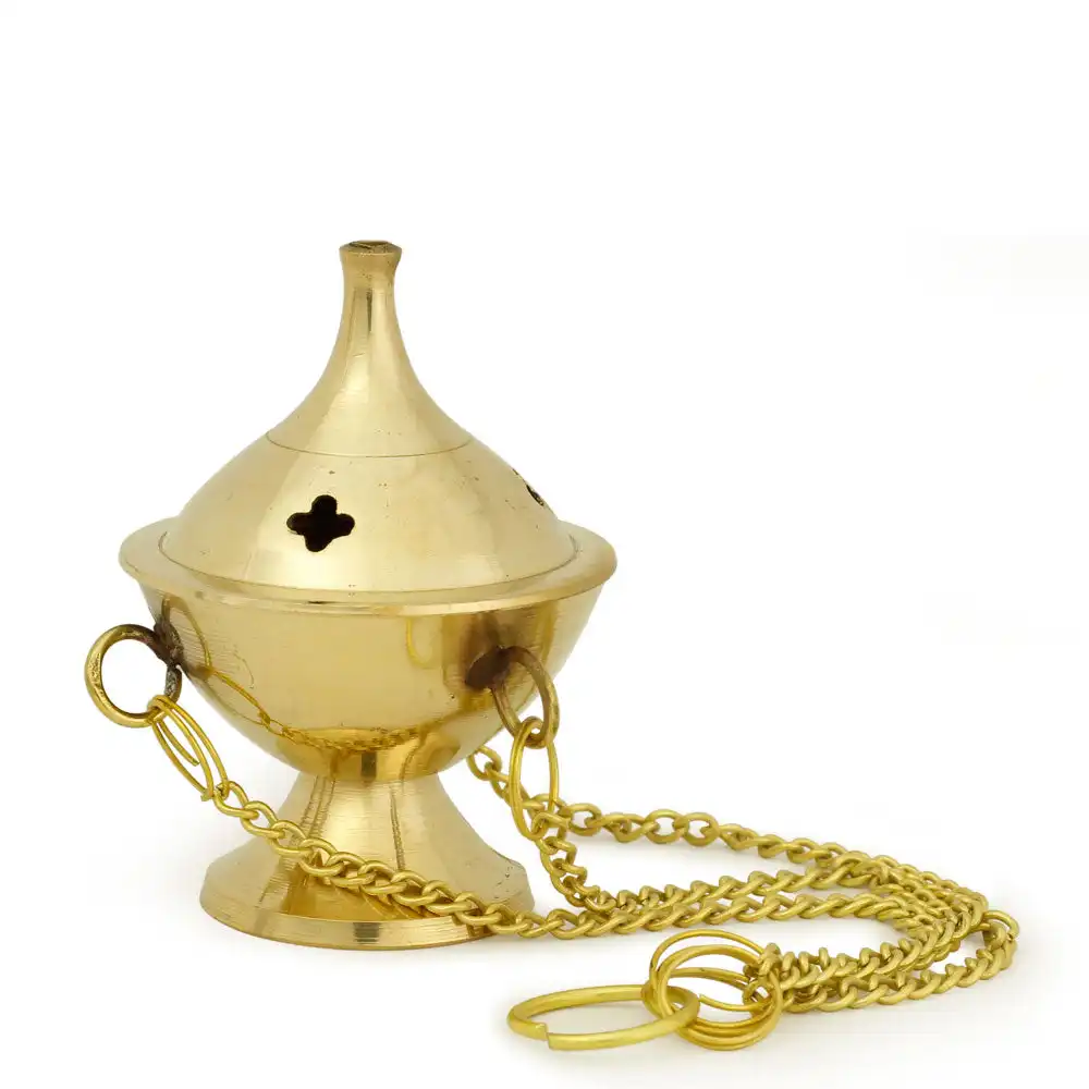 Tradnary Hanging Fragrance Brass Burner In Golden Color Latest Cut Out Design & New For Home & Restaurant