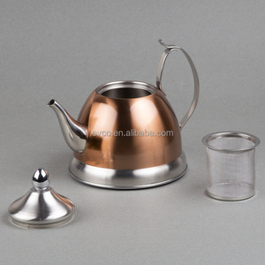 Nobili-<b>Tea</b> 1.0 Qt. Stainless Steel <b>Tea</b> <b>Kettle</b> with Removable Infuser Basket in Copper Color - Product Image 4
