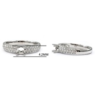 Anillo de Oro Blanco Sólido de 18K con Diamantes Naturales Genuinos, Montura Semicerrada, Personalizado a Medida, Pieza de Inversión Nupcial de Fábrica, 44 Piedras G