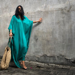 Collection chaude Tie Dye Kaftan Écologique Rayonne Tissu Col En V Manches Courtes Confortable Ample Gypsy Chic Style Naturel - Product Image 1