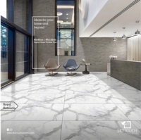 Carreaux de porcelaine indiens économiques, modernes, antidérapants, bleu clair, effet marbre, pour salle de bain et hall, finition polie, résistants à l'usure, garantie à vie