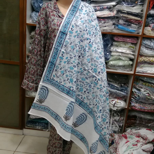พิมพ์ผ้าฝ้ายมือบล็อกพิมพ์Dupatta 100% เทผ้าฝ้ายDupatta - Product Image 1
