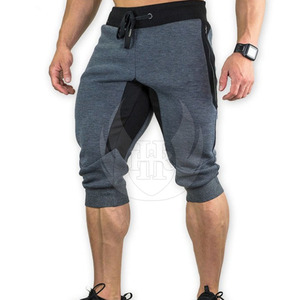 Wholesale Men <b>3</b>/<b>4</b> Capri Training Pants Drawstring Waist Zipper Pockets Contrast Panels Breathable Quick-Dry Gym Wear OEM - Product Image 5