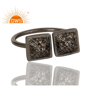 Anillo de plata de primera ley con forma de pirámide para mujer, sortija, plata esterlina 925, oxidado, color negro - Product Image 3
