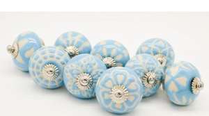 Navy Blue White Ceramic Door Knobs Simple Dark Alloy Wardrobe Handle for Bedroom Kitchen <b>Drawer</b>-for Outdoor Warehouse School Use - Product Image 3